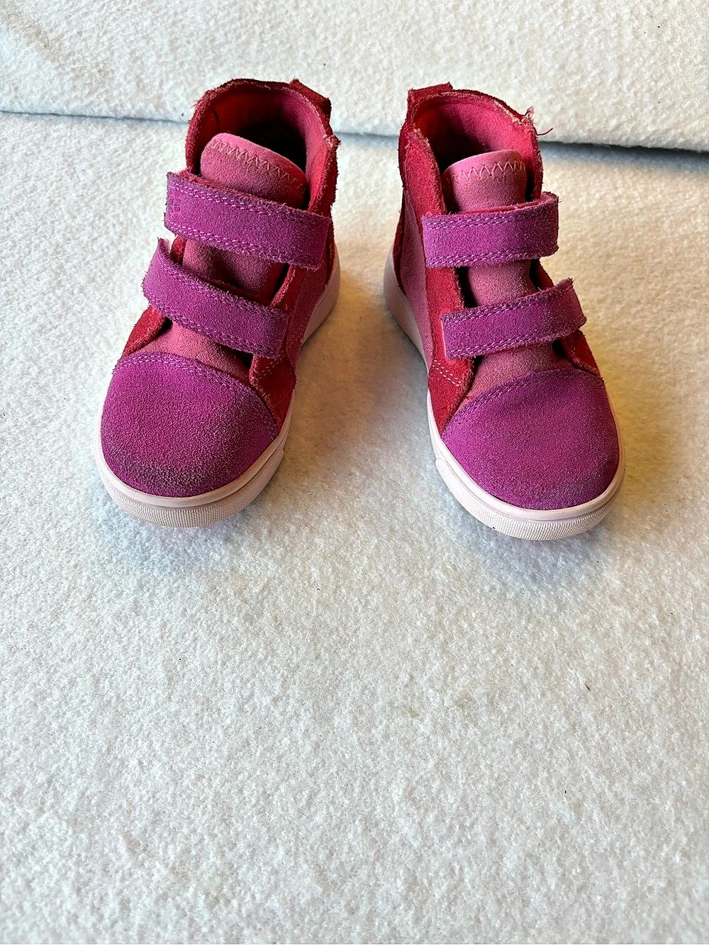 UGG Kids Pink Multi-Color Suede Velcro Sneakers